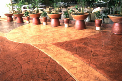 彩色混泥土壓花藝術地坪1